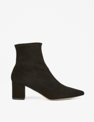 Lk Bennett Alina Stretch-sock Suede Ankle Boots In Black