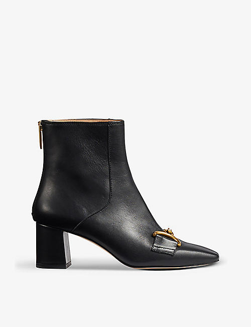 LK BENNETT: Nadina snaffle-detail block-heel leather ankle boots