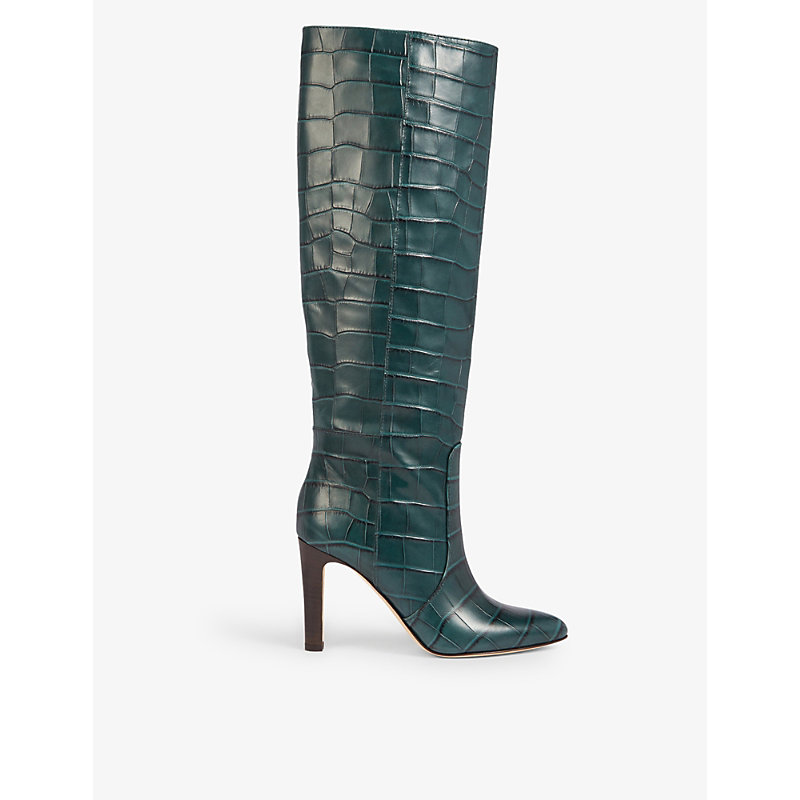 Lk Bennett Margret Knee-high Leather Boots In Gre-sea Green