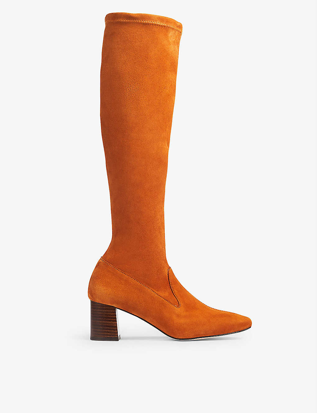 Lk Bennett Womens Orange Womens Bro- Nutmeg Davina Block-heel Suede Boots 7