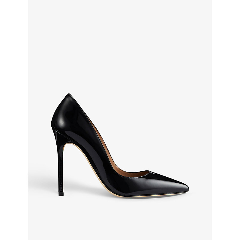 Lk Bennett Monroe Pointed-toe Patent-leather Court Shoes In Bla-black