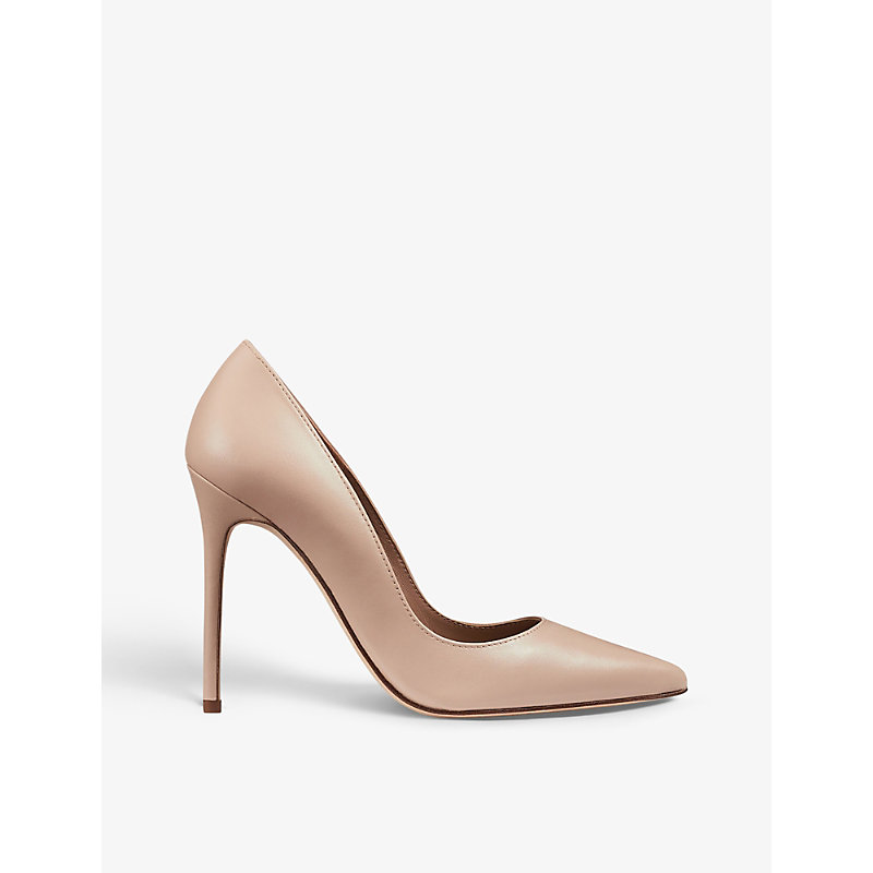 Lk Bennett Monroe Pointed-toe Leather Court Shoes In Bro-latte