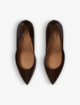 Lk Bennett Womens Bro-dark Chocolate Floret Pointed-toe Leather Courts In Bro-dark Chocolate