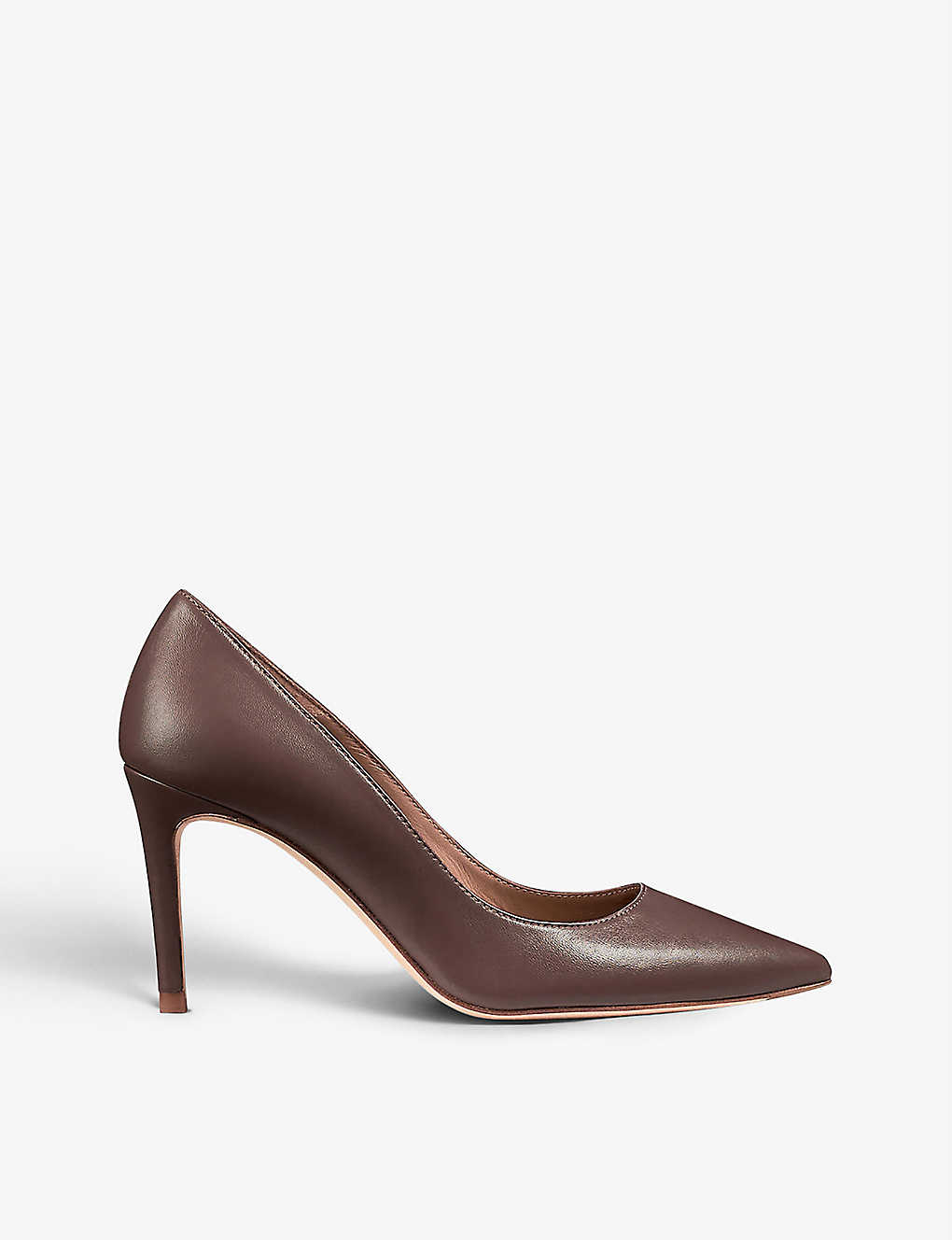 Shop Lk Bennett Women's Bro-chocolate Floret Pointed-toe Leather Courts
