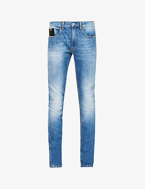 1017 ALYX 9SM: Brand-print slim-fit straight-leg stretch-denim jeans