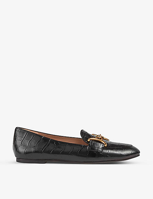 LK BENNETT: Daphne croc-effect snaffle-detail leather loafers