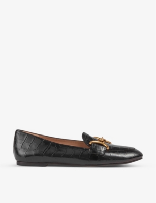 LK BENNETT - Daphne croc-effect snaffle-detail leather loafers ...