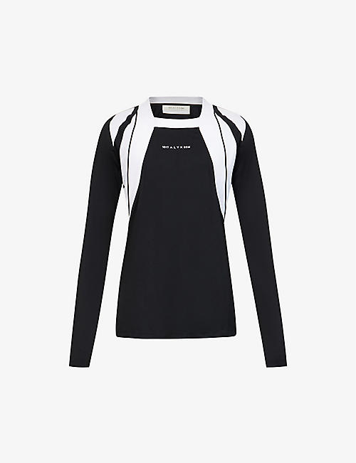 1017 ALYX 9SM: Panelled brand-embroidered square-neck woven top