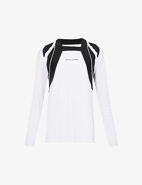 1017 ALYX 9SM: Panelled brand-embroidered square-neck woven top