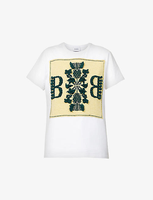 BARRIE: Relaxed-fit logo knit-appliqué cotton T-shirt