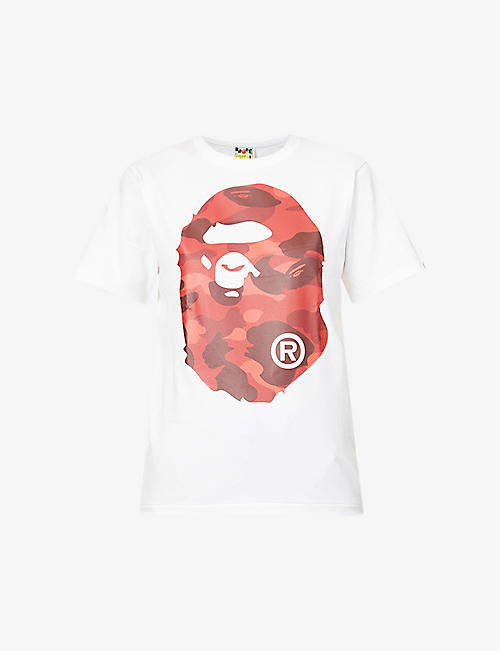 A BATHING APE: Ape-print relaxed-fit cotton-jersey T-shirt