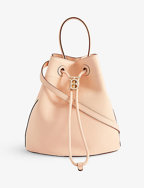 BURBERRY: TB logo-embellished small leather bucket bag
