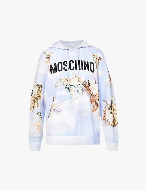 MOSCHINO: Brand-print relaxed-fit cotton-jersey hoody