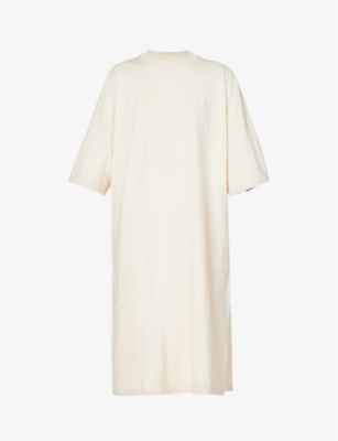 Essentials Off-white Short Sleeve Midi Dress In Egg Shell