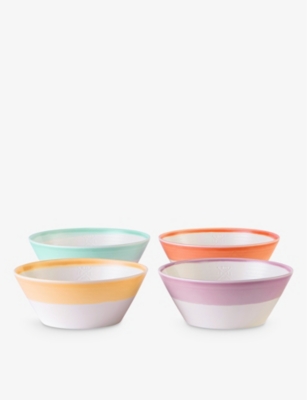Royal Doulton Brights Contrast-trim Porcelain Cereal Bowls Set Of Four