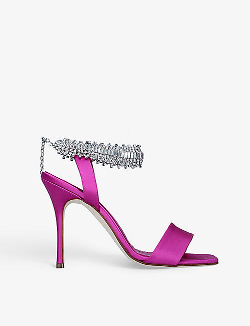 MANOLO BLAHNIK: Parinasan 105 crystal-embellished satin heeled sandals
