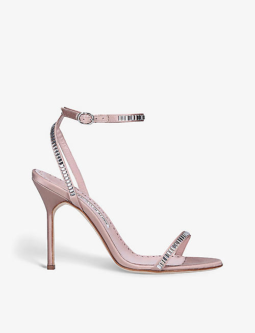 MANOLO BLAHNIK: Crinastra crystal-embellished satin heeled sandals