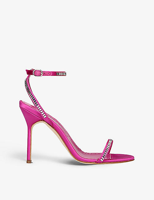 MANOLO BLAHNIK: Crinastra 10 crystal-embellished satin heeled sandals