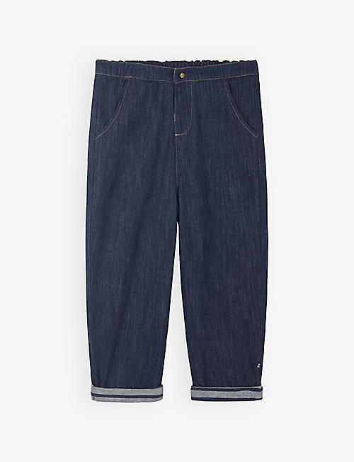 THE LITTLE WHITE COMPANY: Jersey-lined chambray jeans 0-18 months