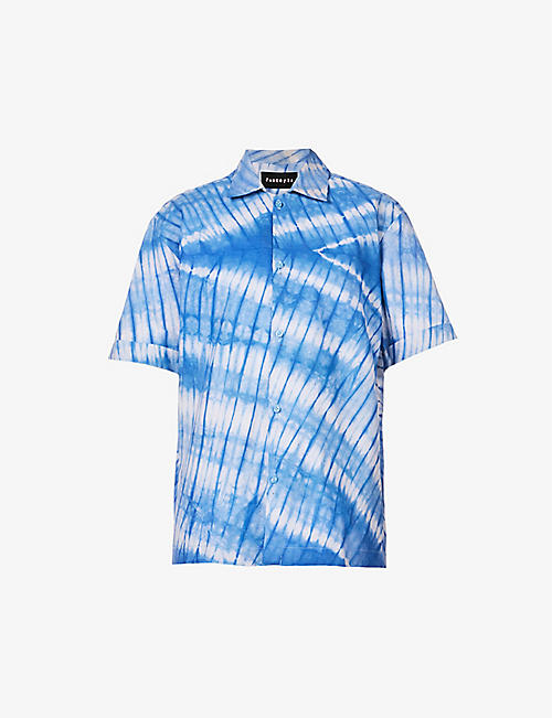 TAZTOPIA: Azure tie-dye print organic-cotton shirt