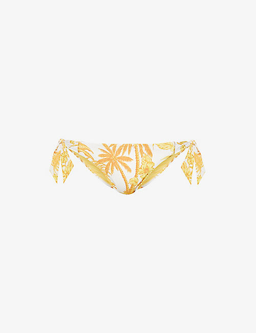 SEAFOLLY: Castaway tropical-print mid-rise recycled-nylon-blend bikini bottoms
