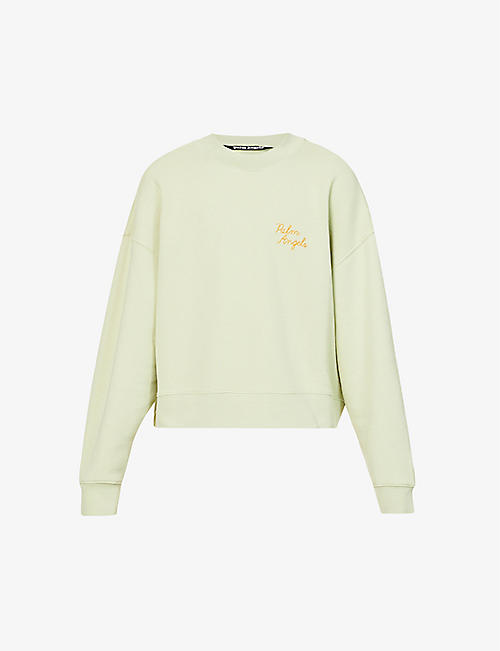 PALM ANGELS: Brand-embroidered oversized cotton-jersey sweatshirt
