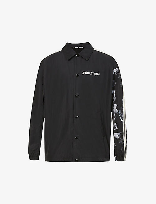 PALM ANGELS: Brand-embroidered skull-print loose-fit shell jacket