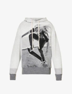 Jacquard Skater graphic-pattern oversized-fit knitted hoody