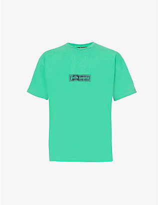 PALM ANGELS: Box logo-print garment-dyed relaxed-fit cotton-jersey T-shirt