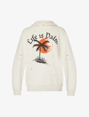 Life Is Palm graphic-print cotton-jersey hoody