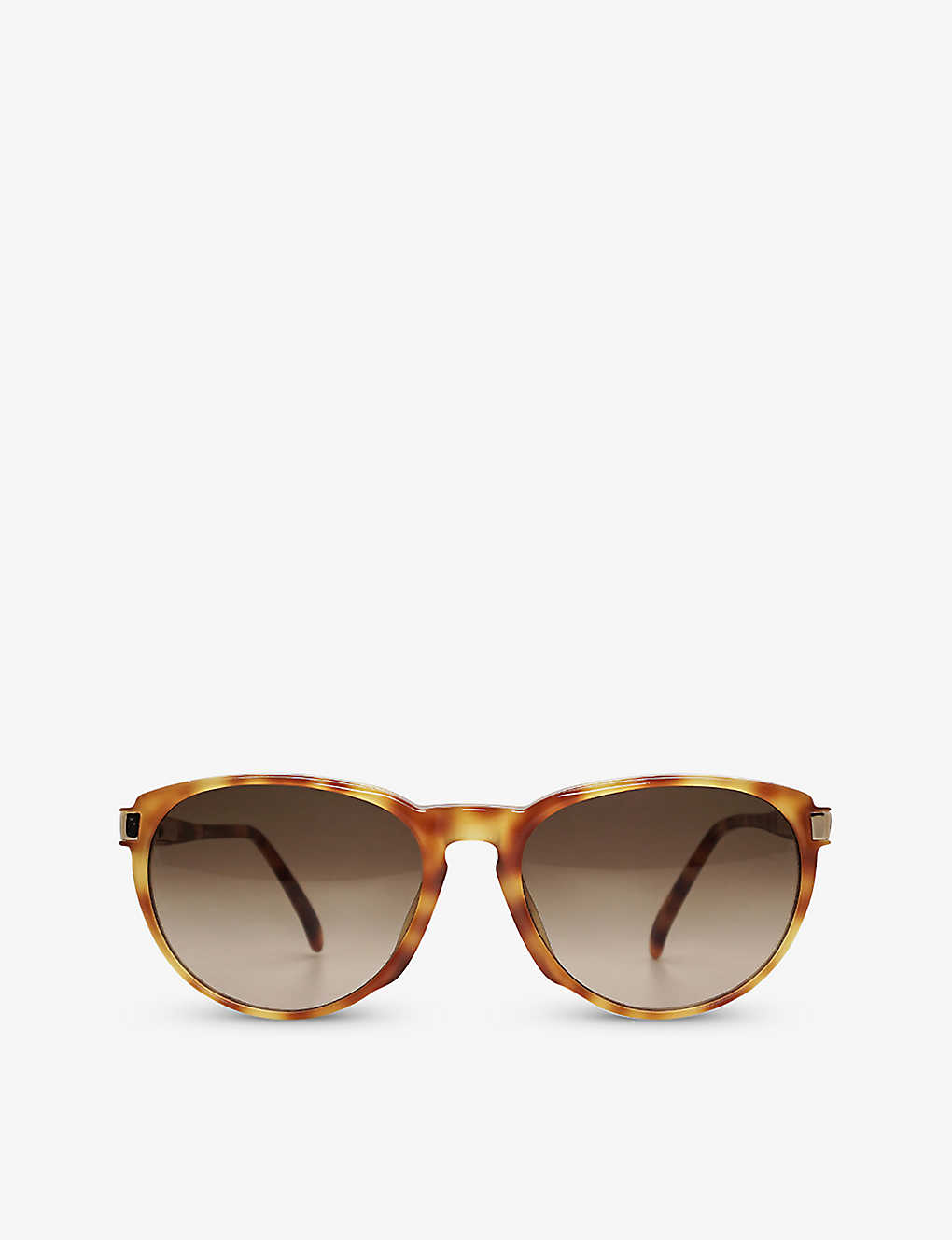 The Vintage Trap Womens Tortoise Shell Pre-loved Gucci 80s Tortoiseshell Round-frame Sunglasses