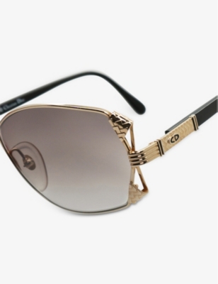 Shop The Vintage Trap Pre-loved 2734495816135 Dior 80s Round-frame Metal Sunglasses In Silver