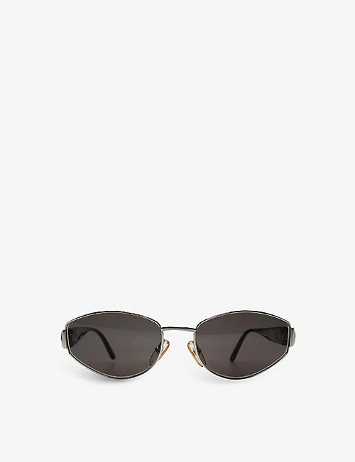 THE VINTAGE TRAP: Pre-loved 2939415617140 Dior 80s oval-frame metal sunglasses