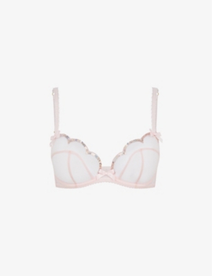 AGENT PROVOCATEUR AGENT PROVOCATEUR WOMENS BABY PINK LORNA SCALLOPED MESH UNDERWIRED BRA,65730165
