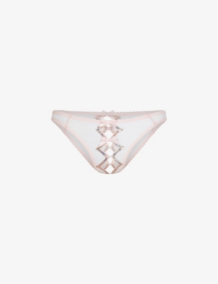 AGENT PROVOCATEUR - Lorna Ouvert bow-detail mid-rise mesh briefs
