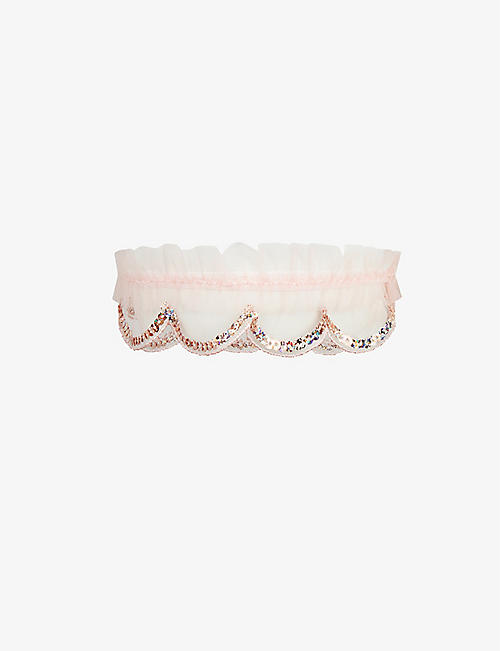 AGENT PROVOCATEUR: Lorna tulle and ribbon woven garter