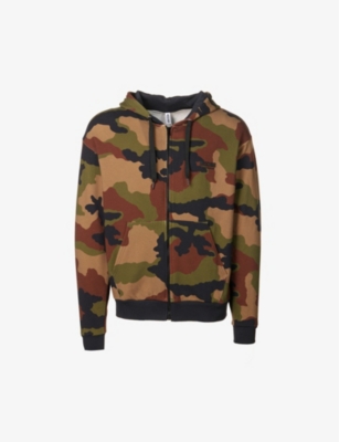 Camouflage-pattern stretch-cotton hoody