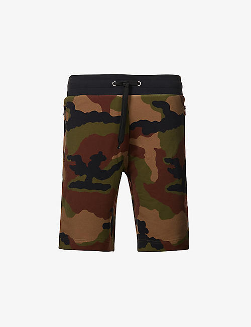 MOSCHINO: Camouflage-pattern stretch-cotton shorts