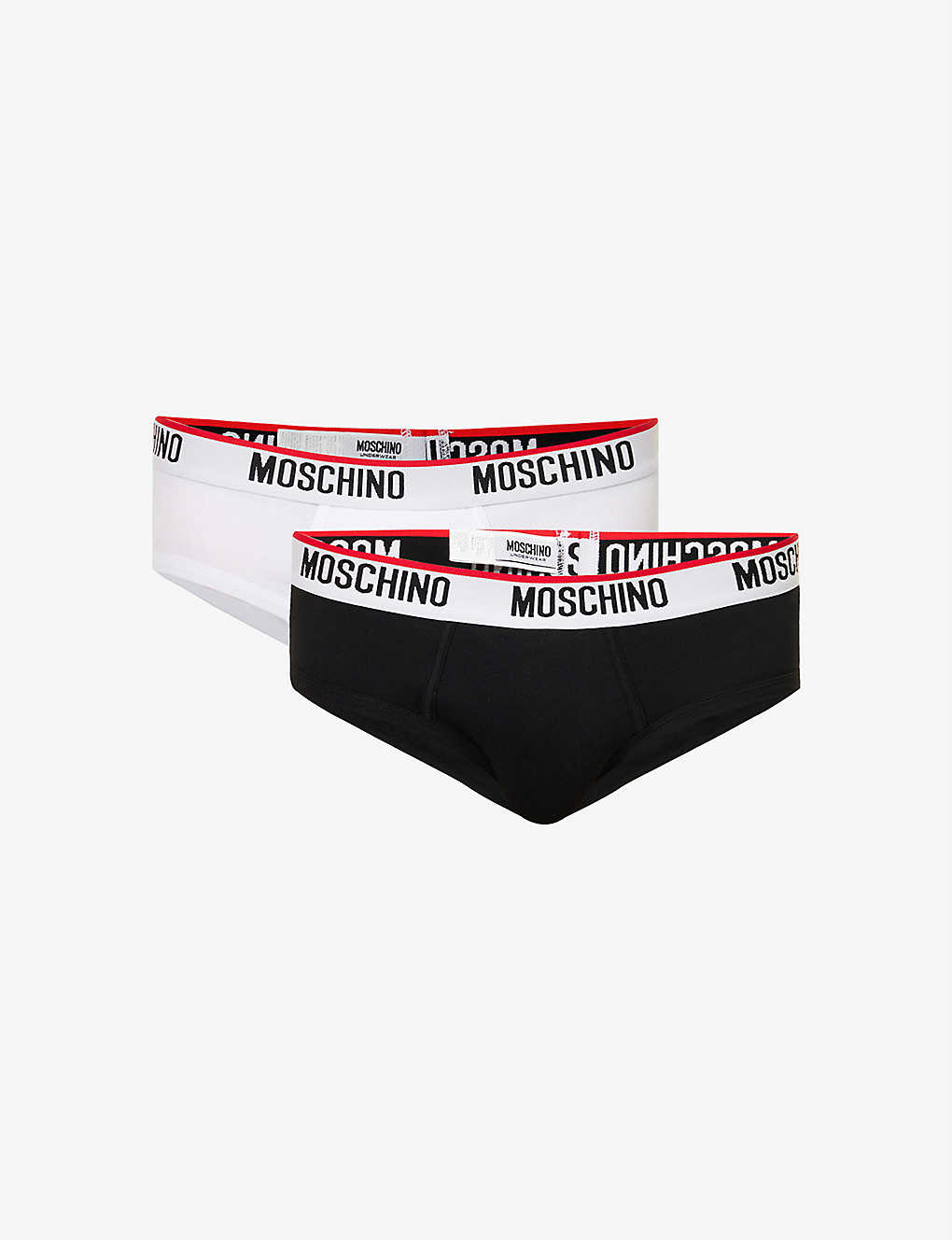 MOSCHINO PACK OF TWO BRANDED-WAISTBAND STRETCH-COTTON BRIEFS