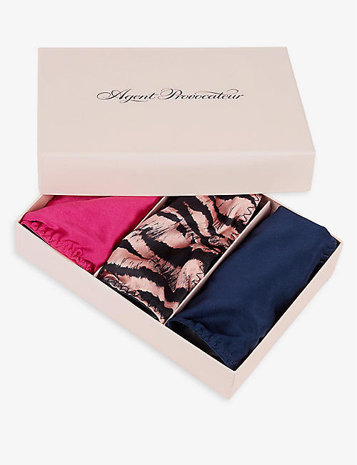 AGENT PROVOCATEUR: Fabi Trixie low-rise stretch-silk thongs pack of three