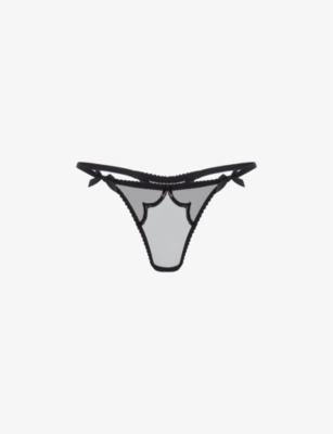 AGENT PROVOCATEUR Lorna Party Sequinned Mid Rise Stretch Mesh Thong