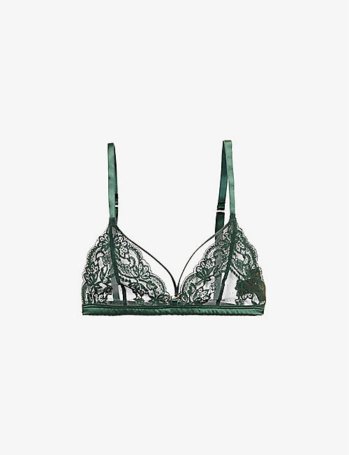 COCO DE MER: Seraphine embroidered stretch-woven triangle bra