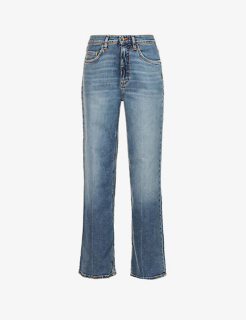 ME AND EM: Straight-leg high-rise cotton blend jeans