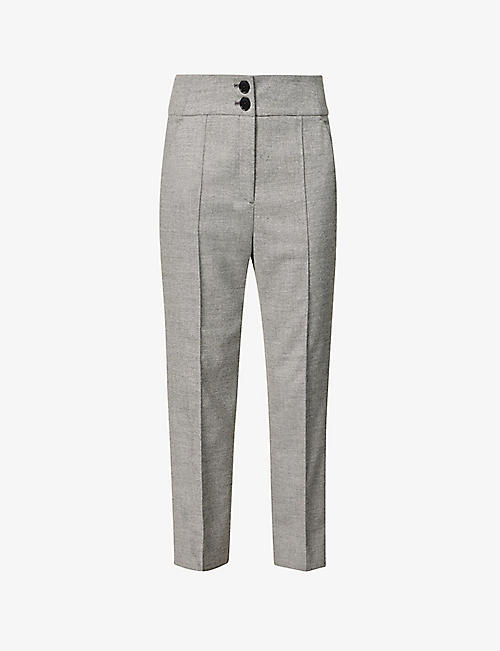 ME AND EM: Side-stripe straight-leg cropped stretch-woven trousers