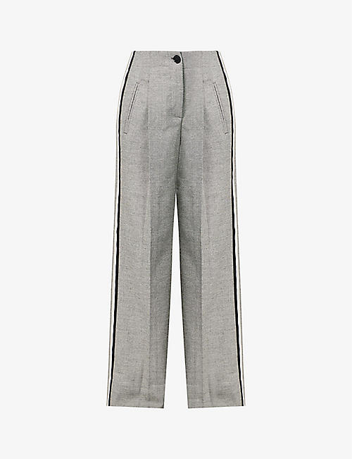 ME AND EM: Side-stripe wide-leg stretch-woven trousers