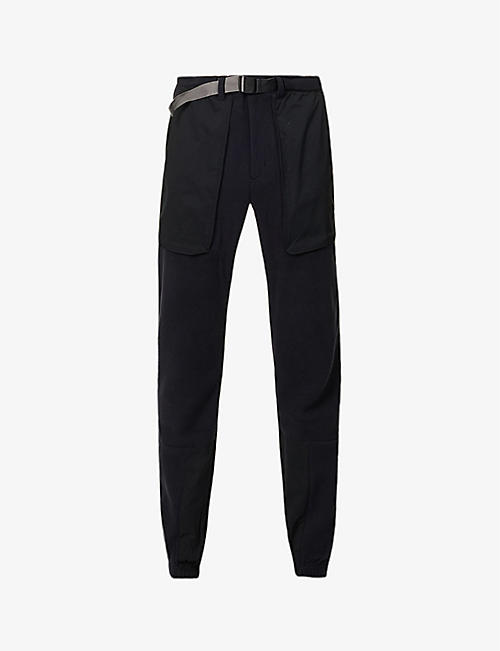 COLUMBIA: Belted panelled regular-fit tapered-leg fleece trousers