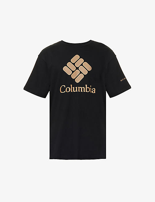 COLUMBIA: Centre 徽标印花有机棉平纹针织 T 恤