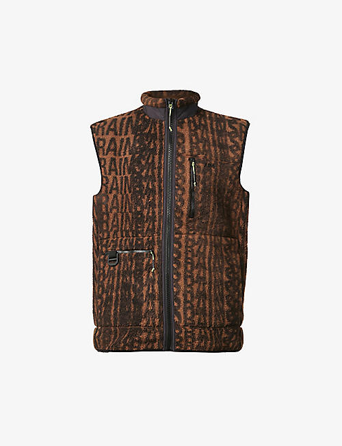RAINS: Logo-intarsia sleeveless fleece jacket