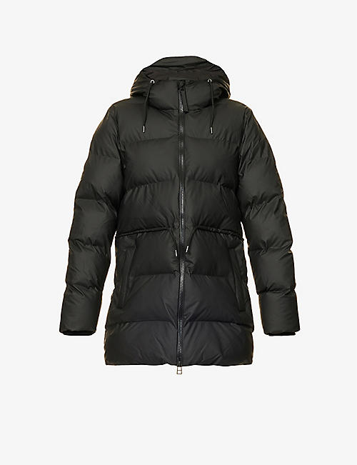 RAINS: Drawstring-hood quilted shell puffer jacket