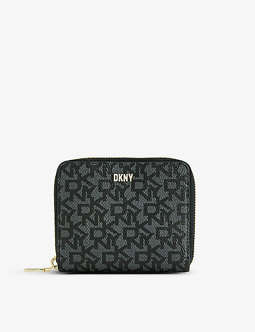 DKNY: Monogram-print logo-plaque faux-leather wallet